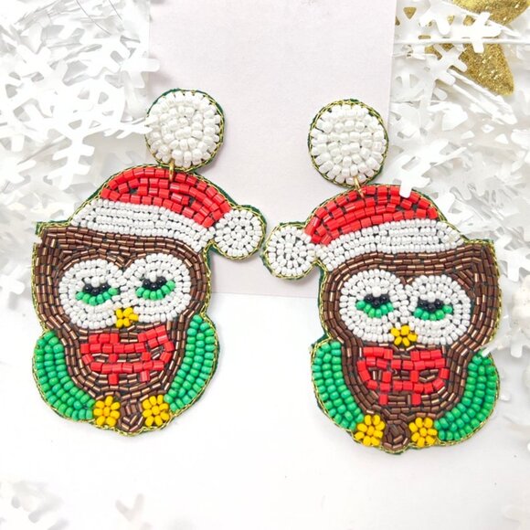 Handmade Beaded Earring, Owl - Picture 1 of 4